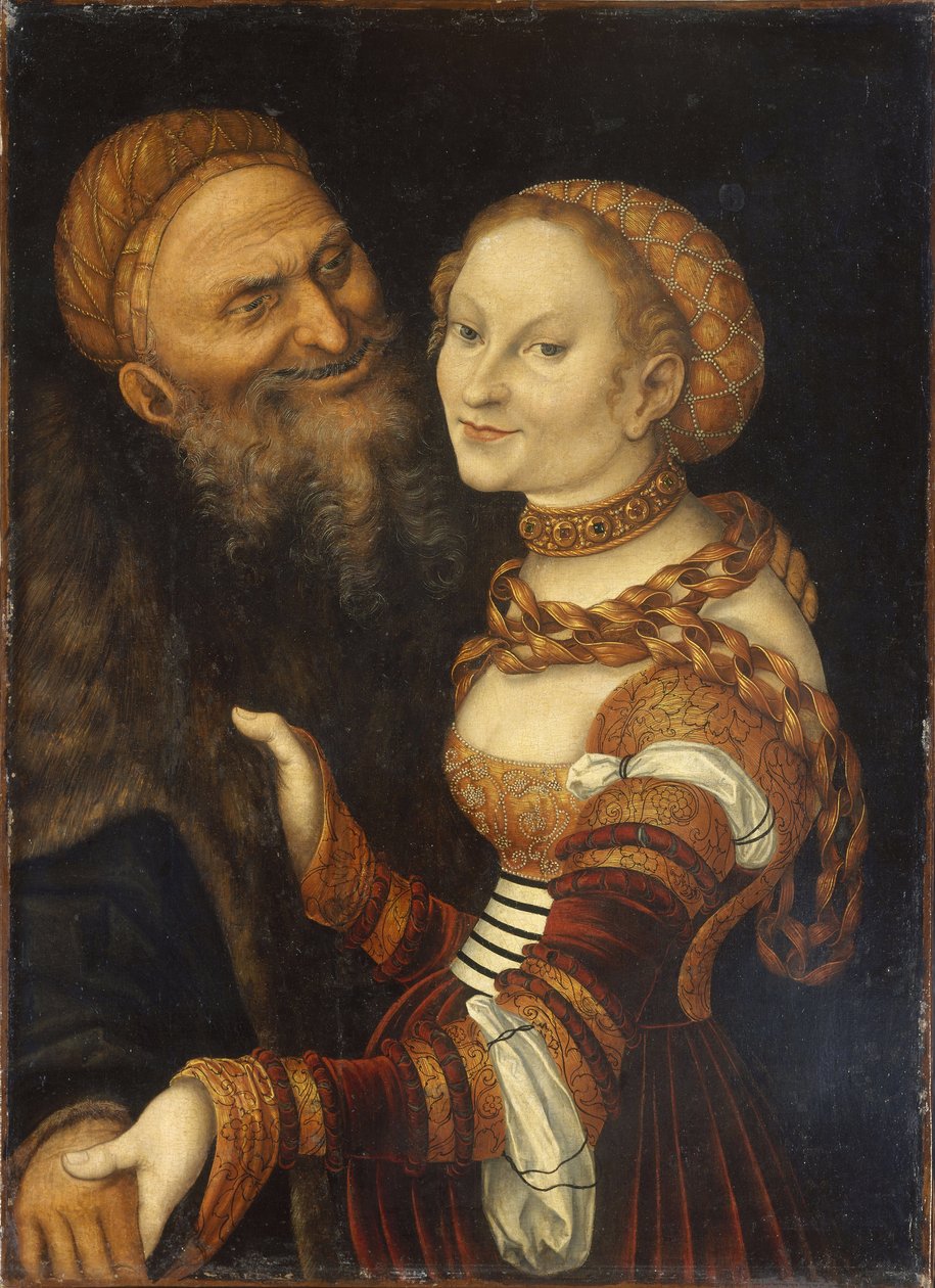 Fahişe ve yaşlı adam by Lucas Cranach the Elder