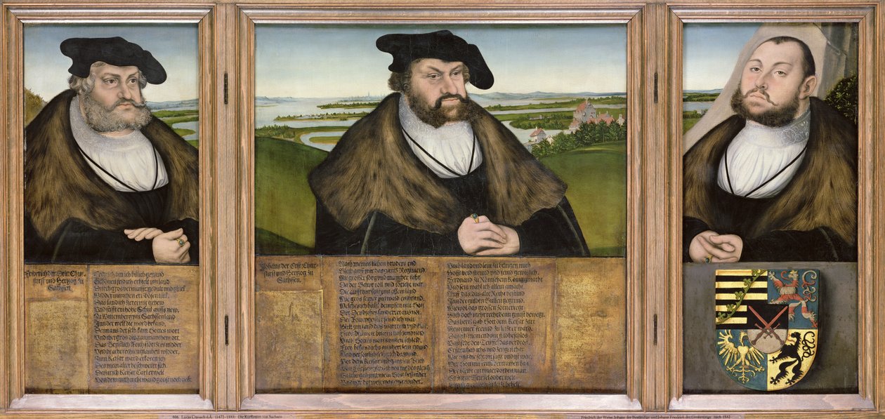 Saksonya Seçmenleri: Bilge Friedrich (1482-1556) Kararlı Johann (1468-1532) ve Aziz Johann Friedrich (1503-54) 1532 by Lucas Cranach the Elder