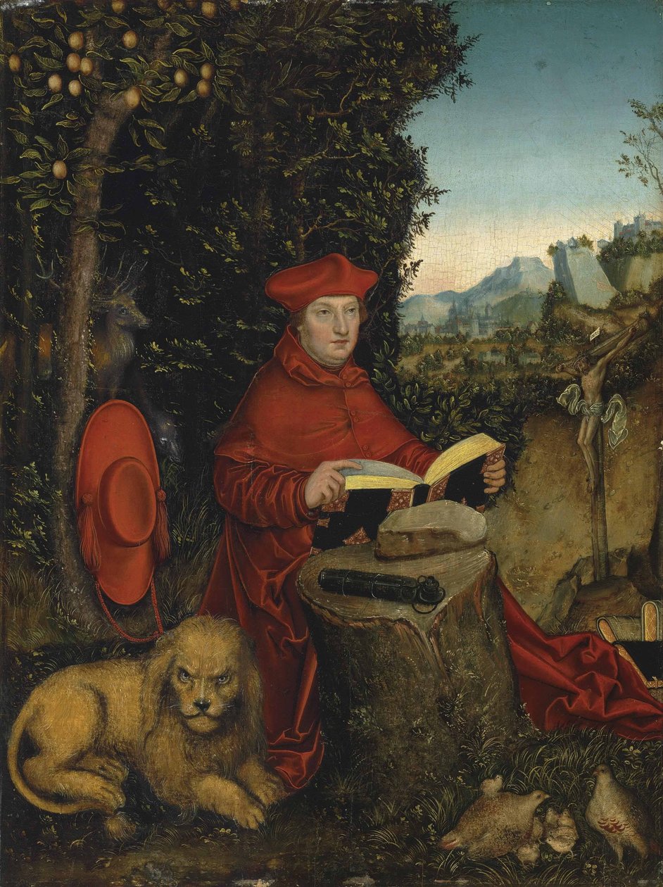 Brandenburg Kardinal Albrecht Aziz Jerome olarak by Lucas Cranach the Elder