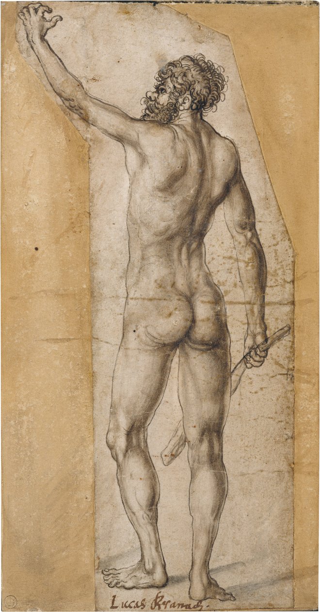 Ayakta duran bir adamın arkasından çıplak by Lucas Cranach the Elder