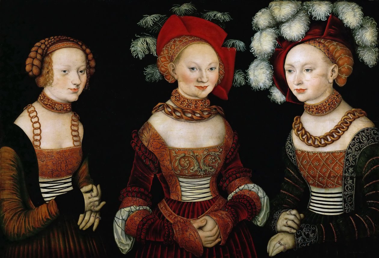 Saksonya Prensesleri Sibylla, Emilia ve Sidonia by Lucas Cranach the Elder