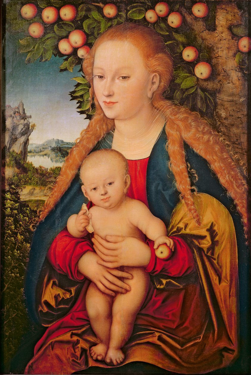 Elma Ağacının Altında Bakire ve Çocuk, 1520-26 (p tro om anel