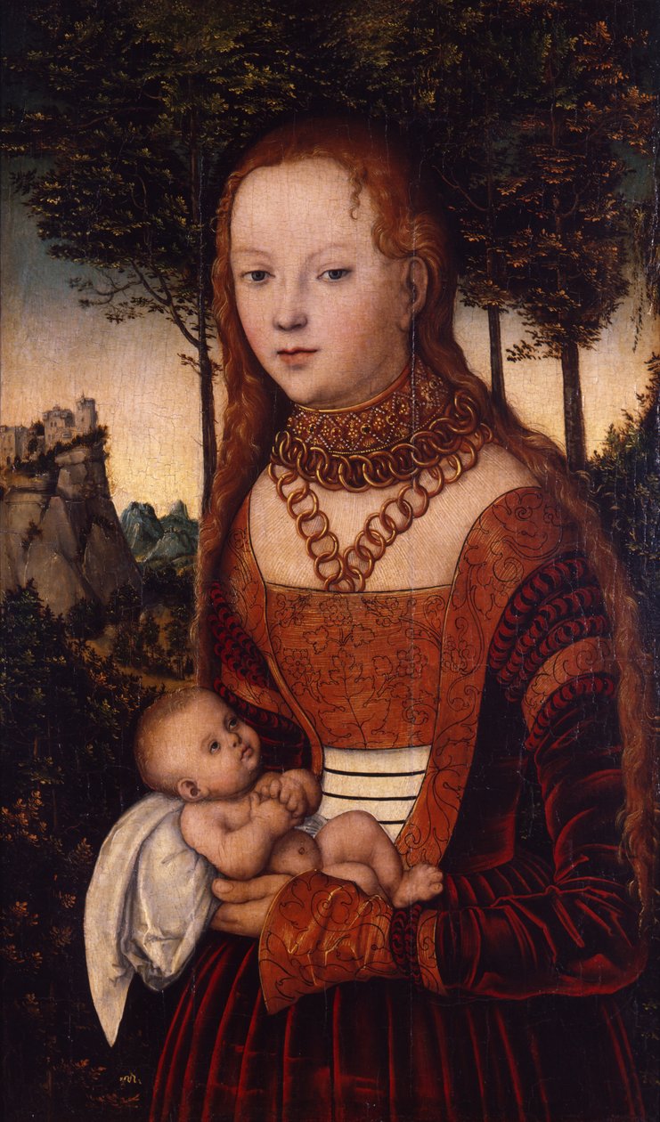 Çocuklu genç anne by Lucas Cranach the Elder