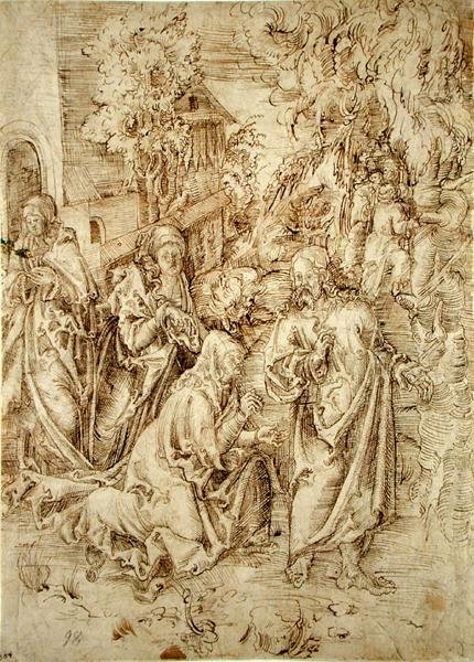 İsa, Annesinden veda ediyor (kağıt üzerinde kalem ve mürekkep) by Lucas Cranach the Elder