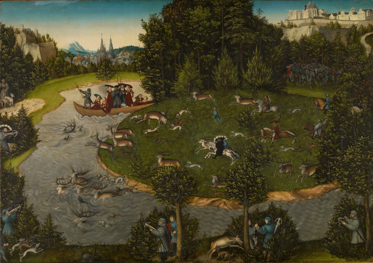Saksonya Seçmeni III. Frederick, Bilge Frederick ile Geyik Avı by Lucas Cranach the Elder