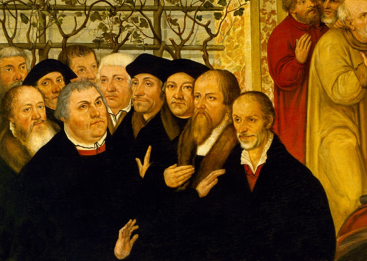 Martin Luther ile reformcuların grubunu gösteren Meienburg Belediye Başkanı kitabesi by Lucas Cranach the Younger
