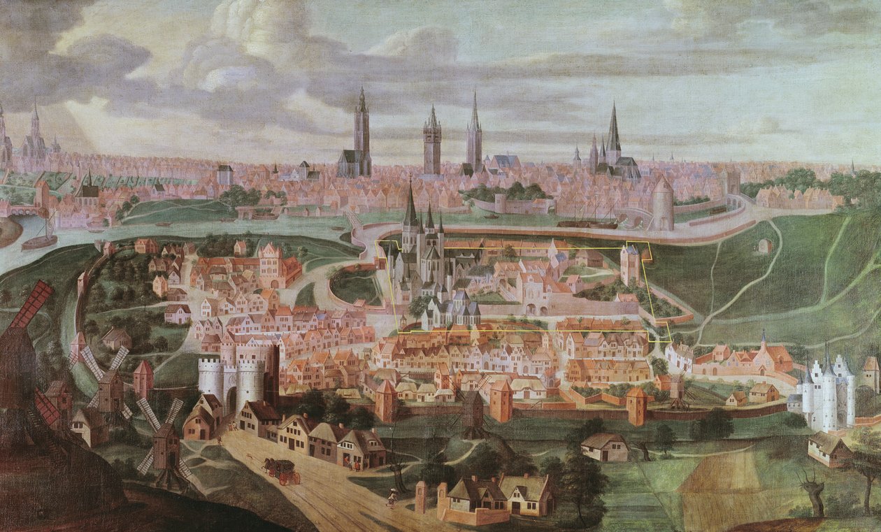 16. yüzyılın sonunda Ghent şehrinin panoramik görünümü by Lucas de Heere