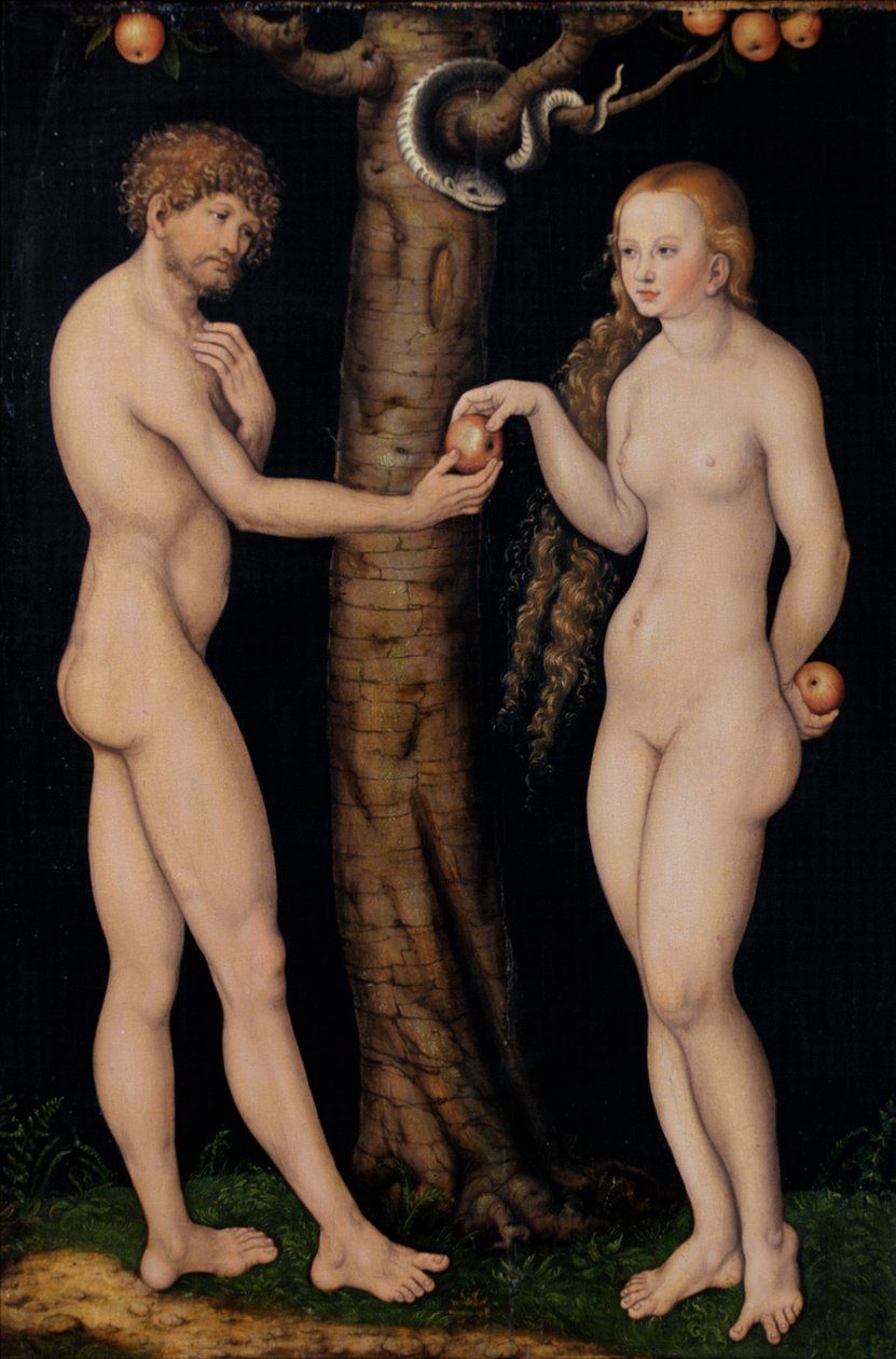 Adem ve Havva, Cennet Bahçesinde, c.1520-25 (tahta üzerine yağlı boya) by Lucas Cranach the Elder