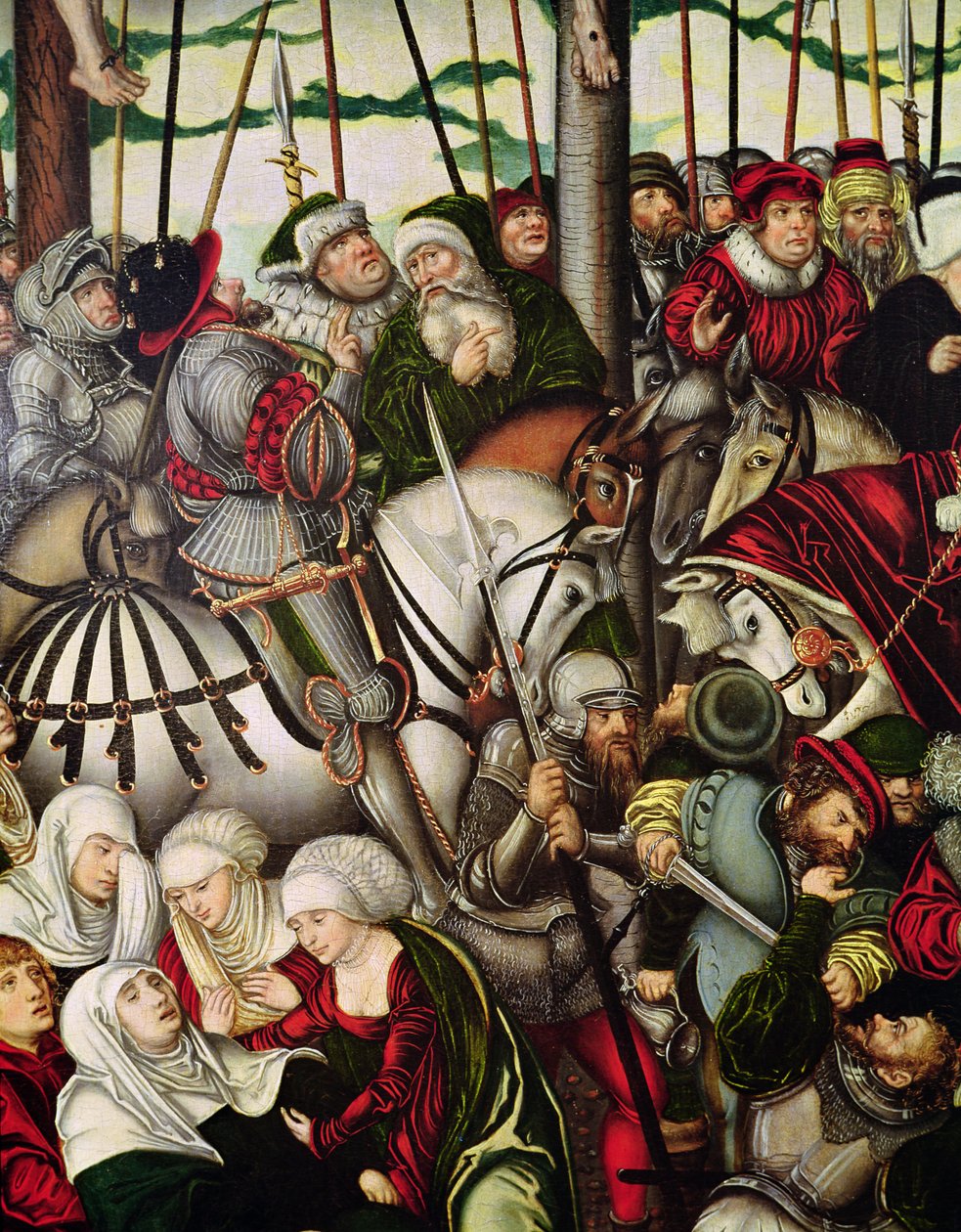 Calvary (detail of the crowd at the foot of the Cross)  by Lucas Cranach the Elder