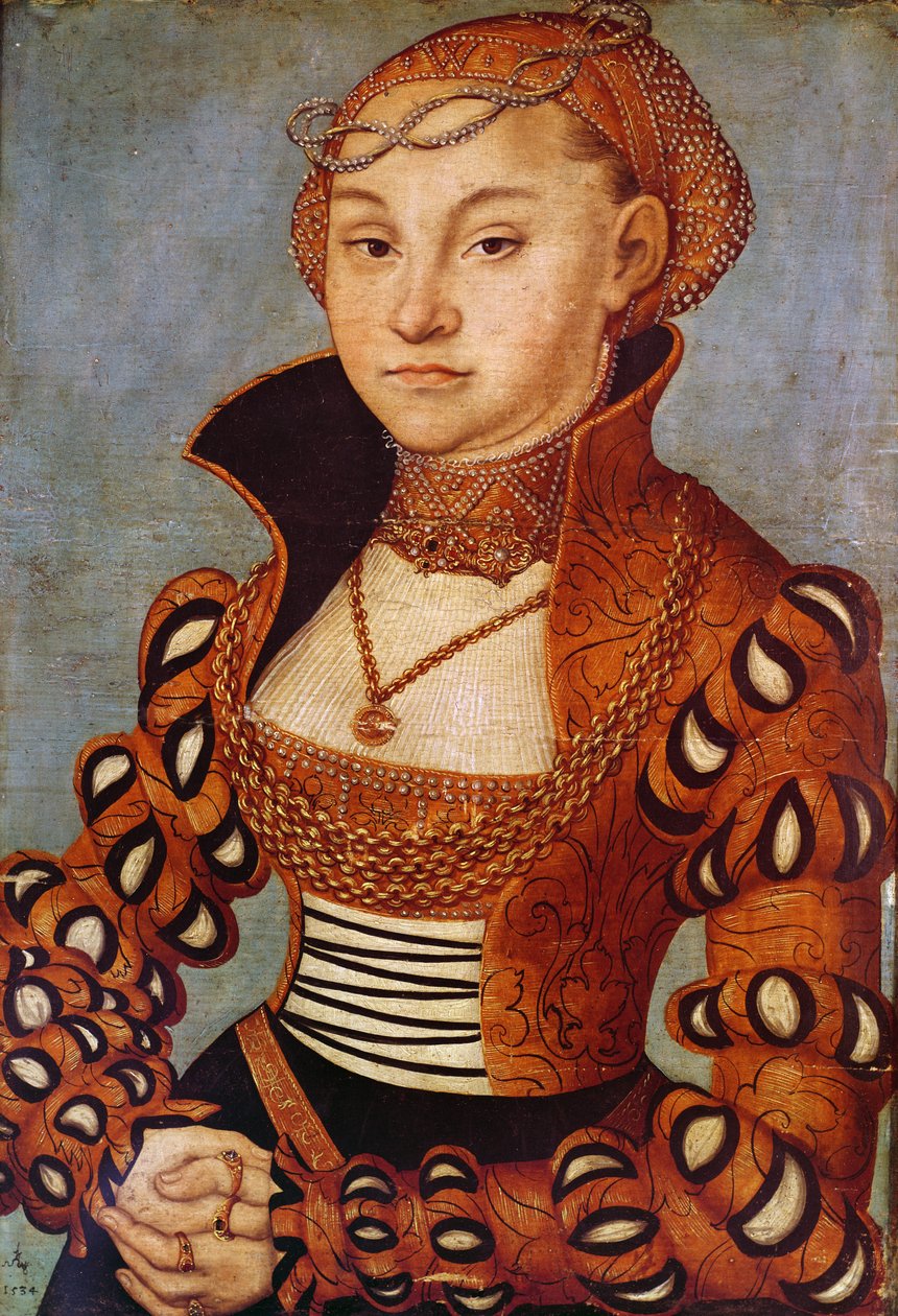 Soylu Sakson Kadının Portresi, 1534 (tahta üzerine yağlı boya) by Lucas Cranach the Elder
