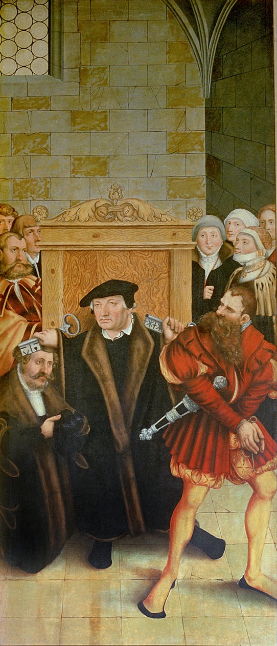 Üç Parçalı, sol panel, Philipp Melanchthon, Martin Luther