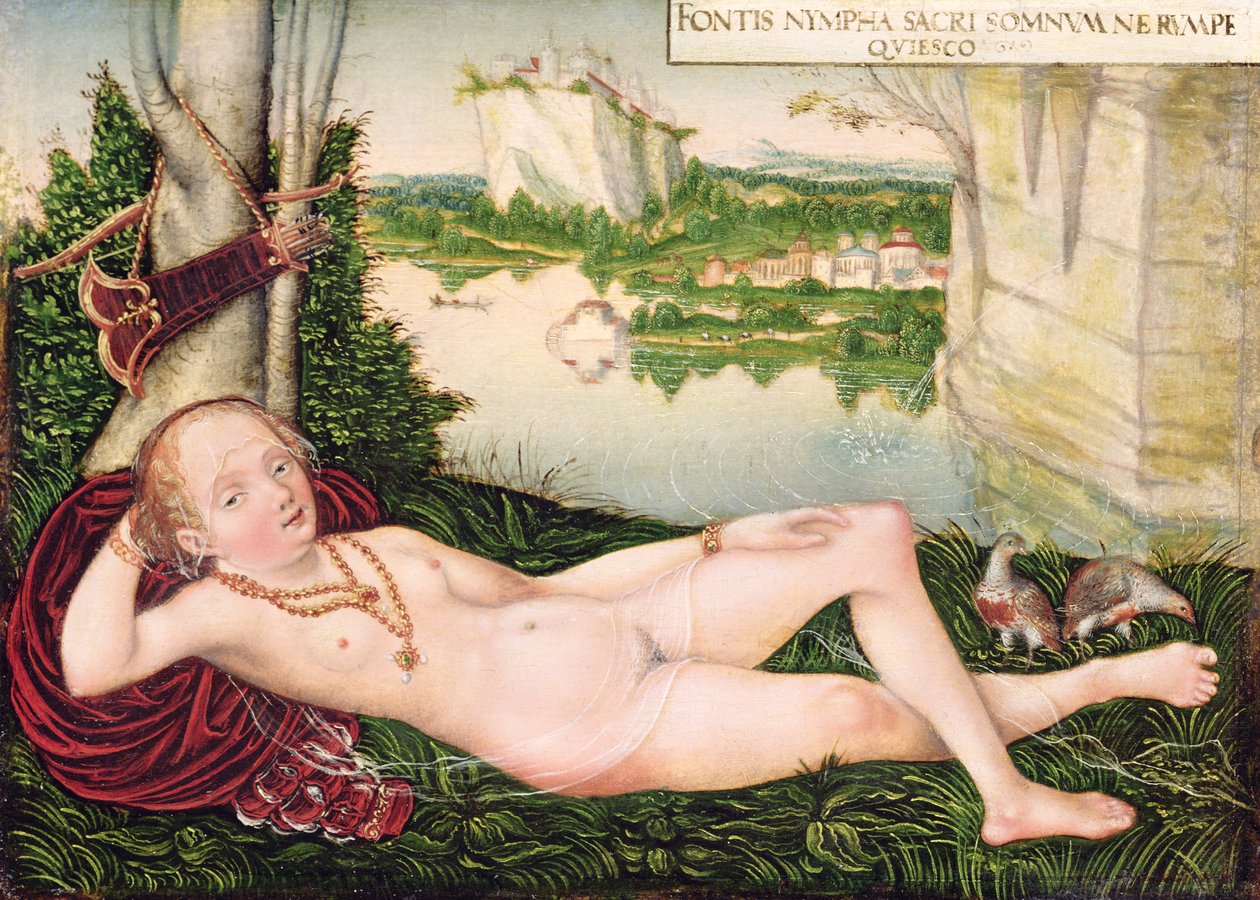 Dinlenme Naiad by Lucas the Younger studio of Cranach