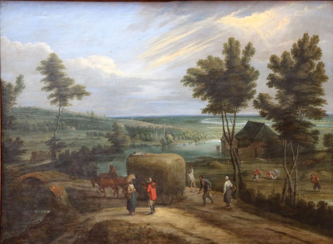 Yaz manzarası, saman yapma by Lucas van Uden