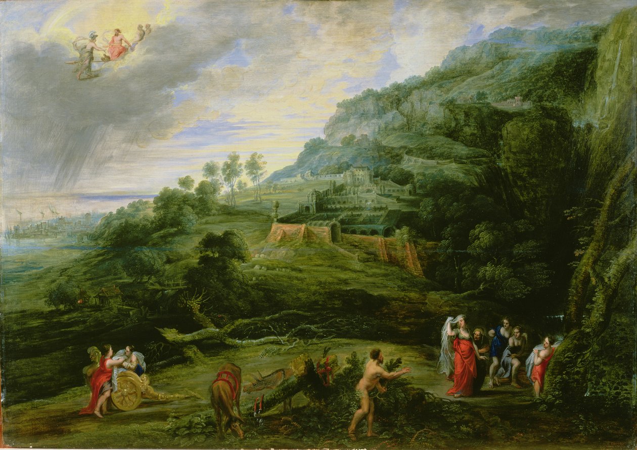 Ulysses ve Nausicaa, 1635 (meşe panel üzerine yağlı boya) by Lucas van Uden