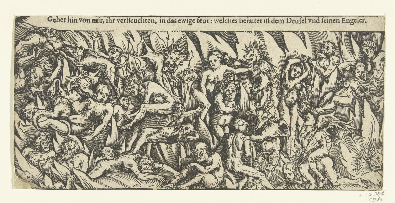Şeytanlarla cehennem ve sonsuz ateşte lanetliler by Lucas Cranach
