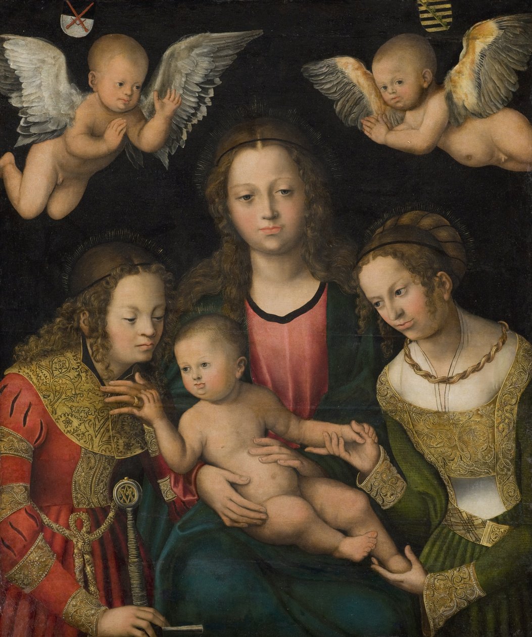 Aziz Catherine ve Barbara ile Bakire ve Çocuk by Lucas Cranach d.Æ.