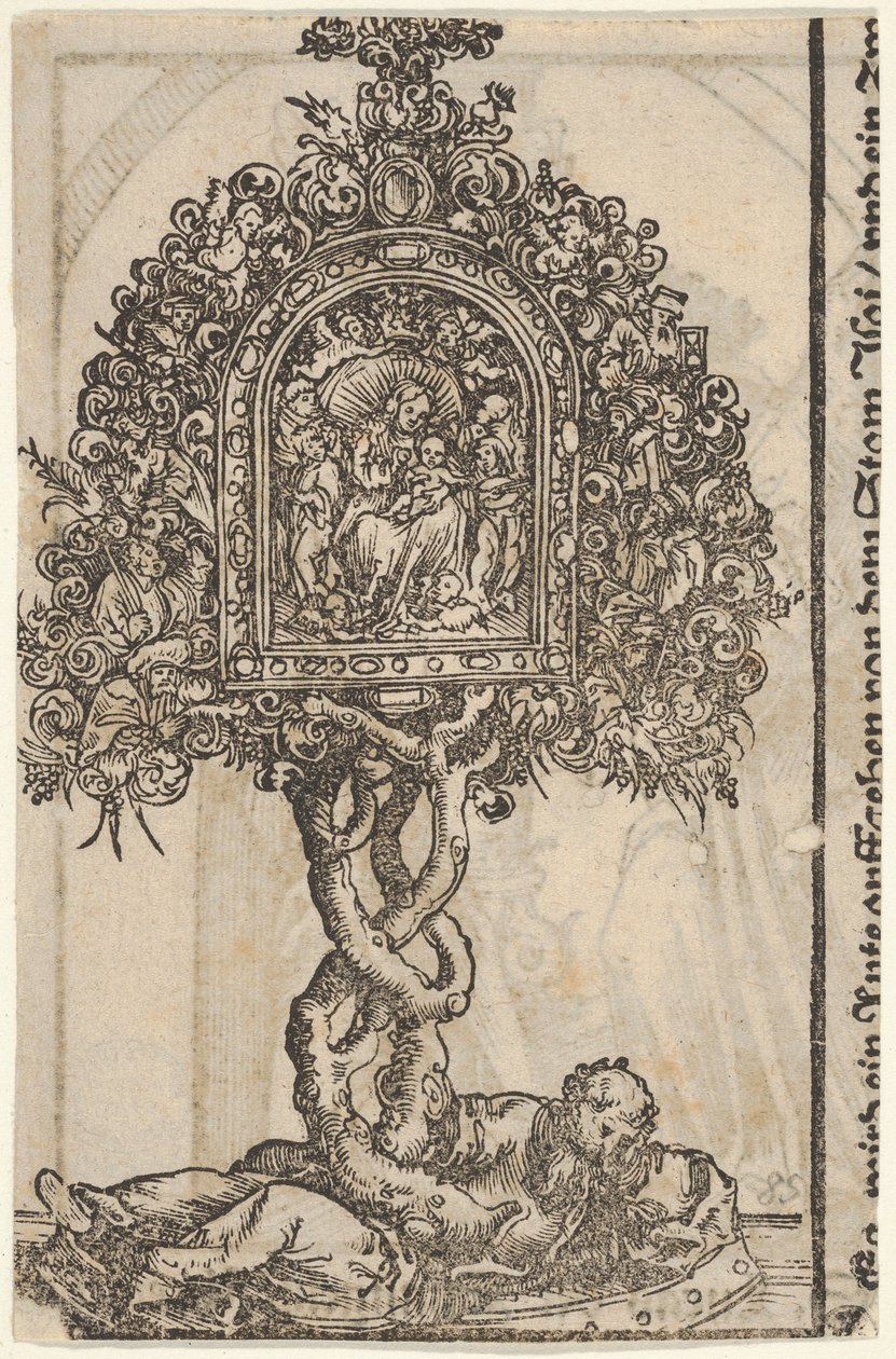 Wittenberg Reliquaries, 1509 Büyük Serisinden Jesse Ağacı ile Altın Bir Reliquary. by Lucas Cranach the Elder