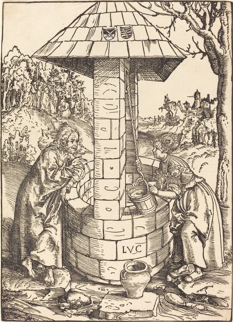 İsa ve Samiriyeli Kadın by Lucas Cranach the Elder