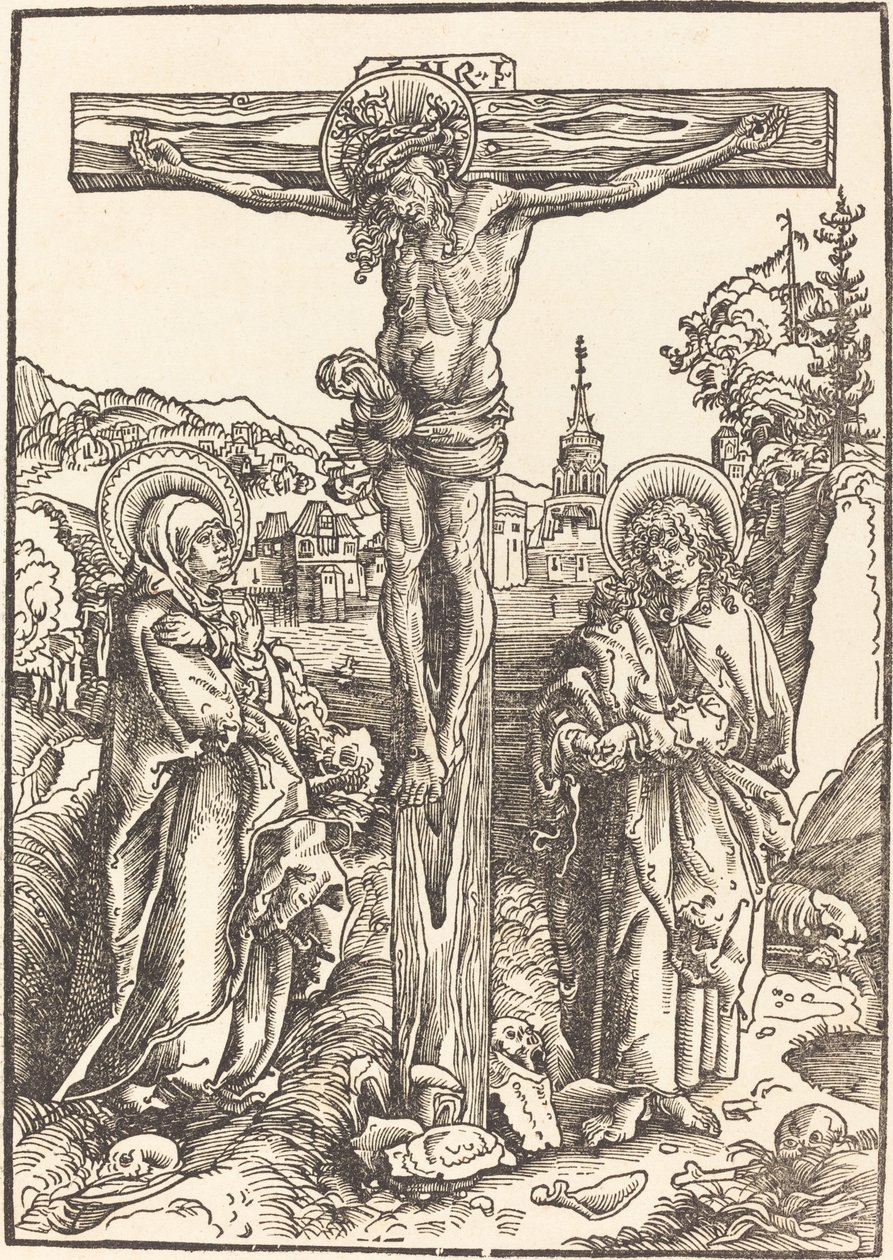 Bakire ve Aziz John Arasındaki Haç Üzerindeki İsa by Lucas Cranach the Elder