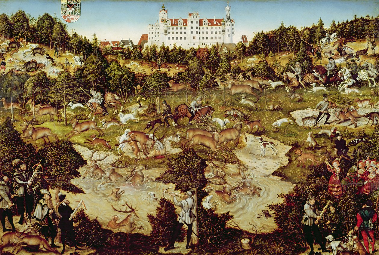 Hunt in Honour of the Emperor Charles V near Hartenfels Castle, Torgau, 1544  (see also 498131, 72409 and 498129) by Lucas Cranach the Elder