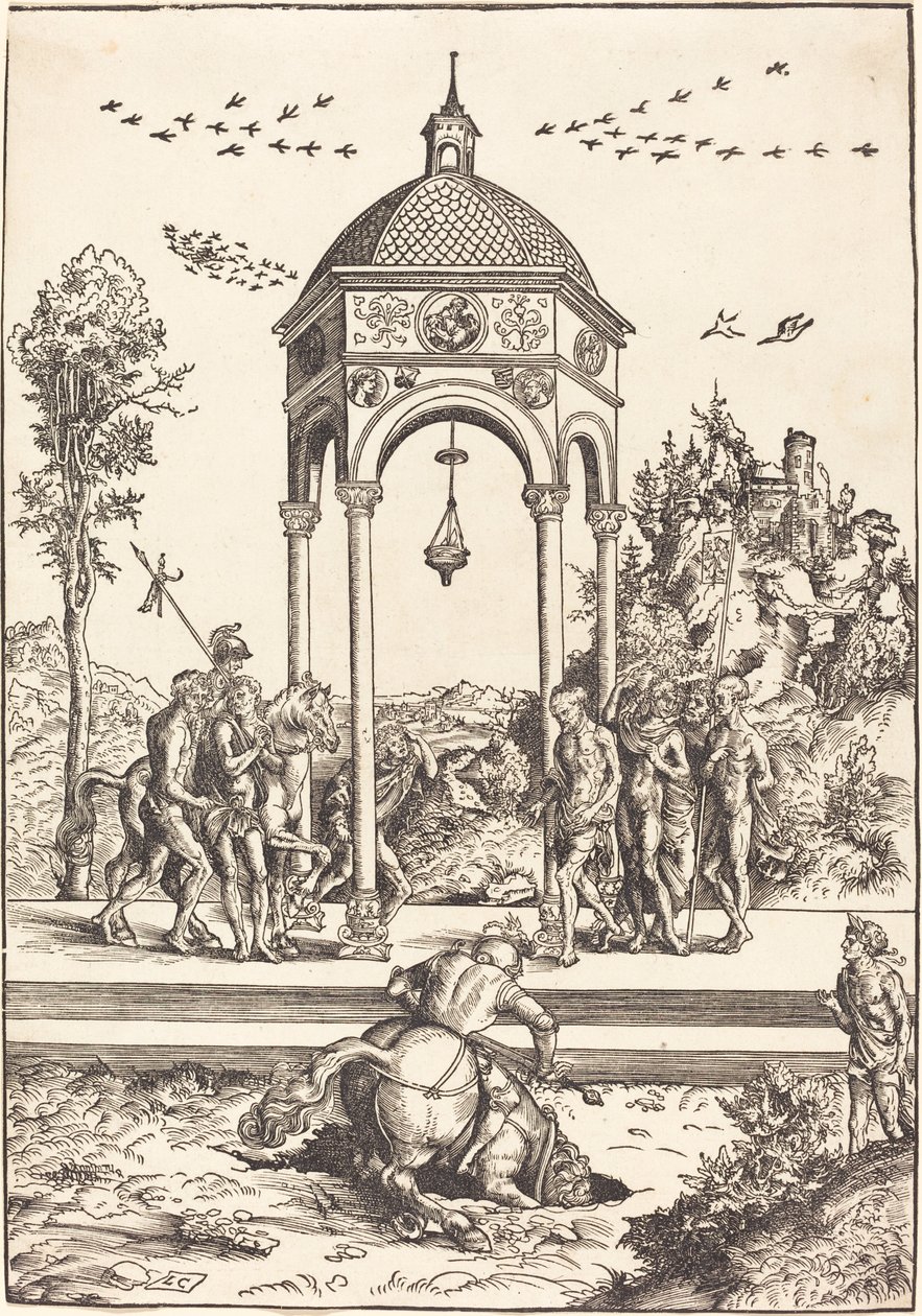 Marcus Curtius Uçurumun içine Dalıyor by Lucas Cranach the Elder