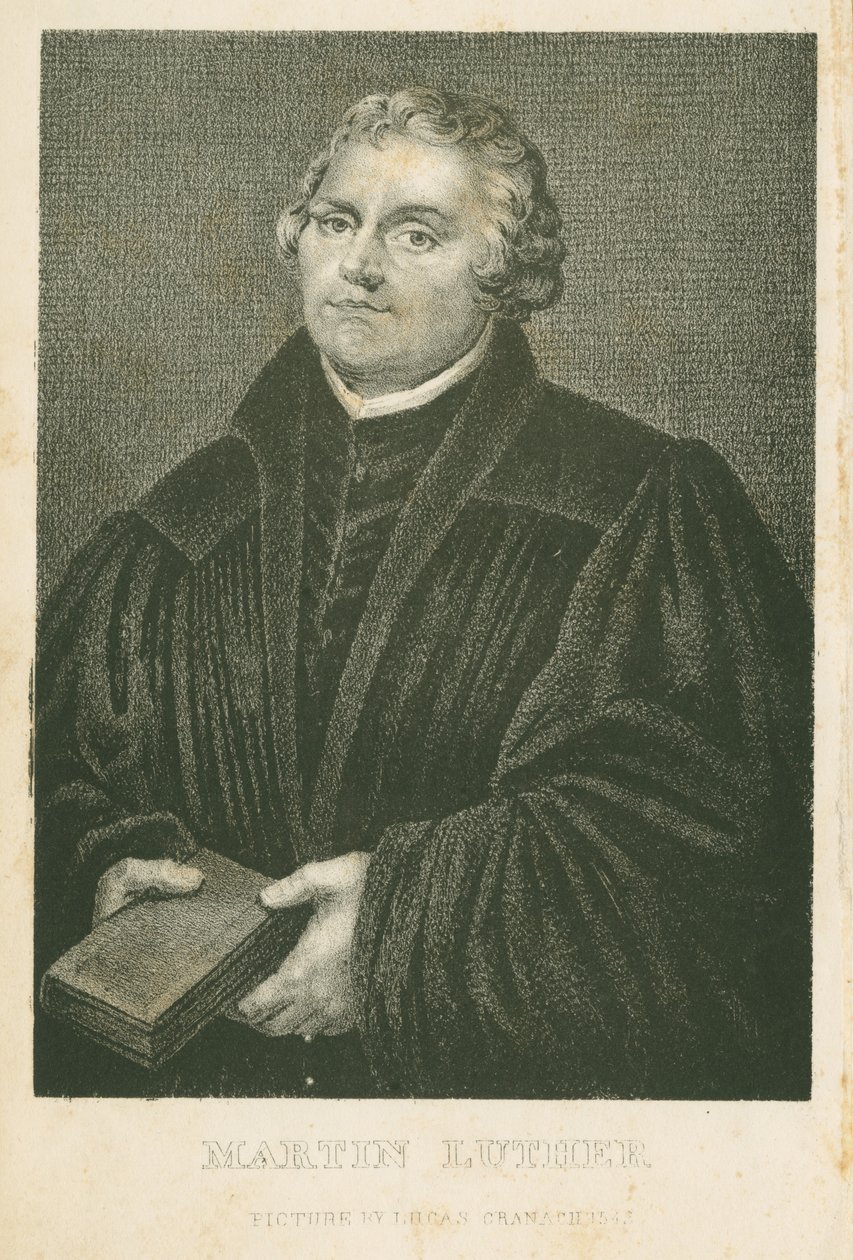 Martin Luther, James Weber tarafından litografi (c.1824-86), c.1850 by Lucas Cranach the Elder