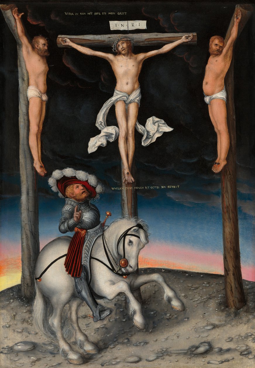 Dönüştürülmüş Centurion ile Çarmıha Gerilme, 1536. by Lucas Cranach the Elder