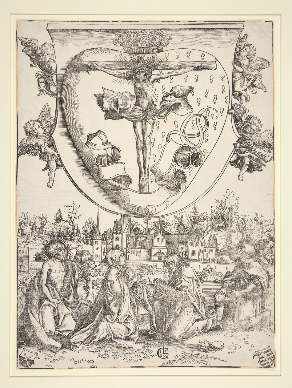 Kutsal Kalbin Kollarıyla Bakire, Aziz John, Aziz Lawrence ve Aziz Roch by Lucas Cranach the Elder
