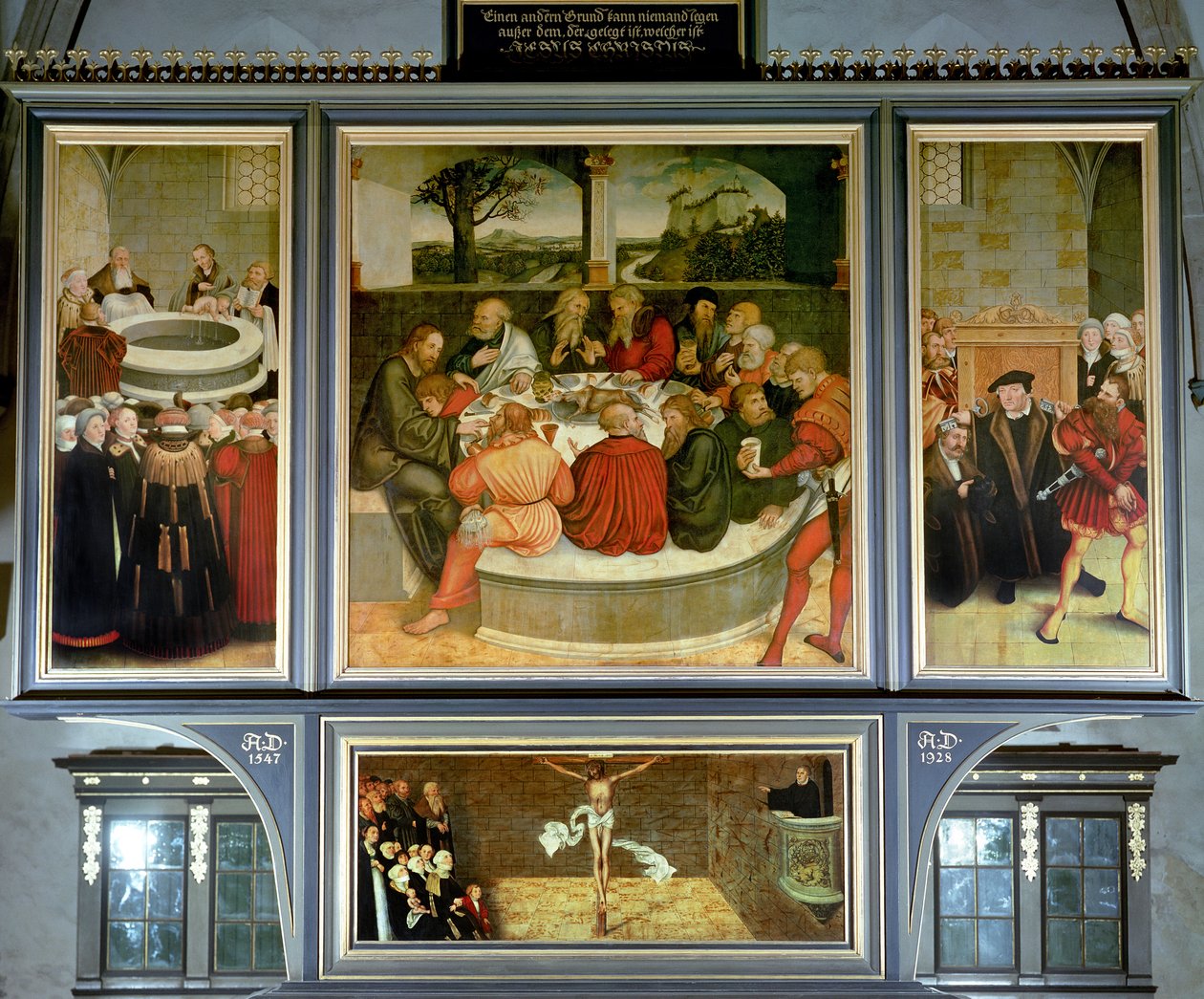 Üç Parçalı, sol panel, Philipp Melanchthon, Martin Luther
