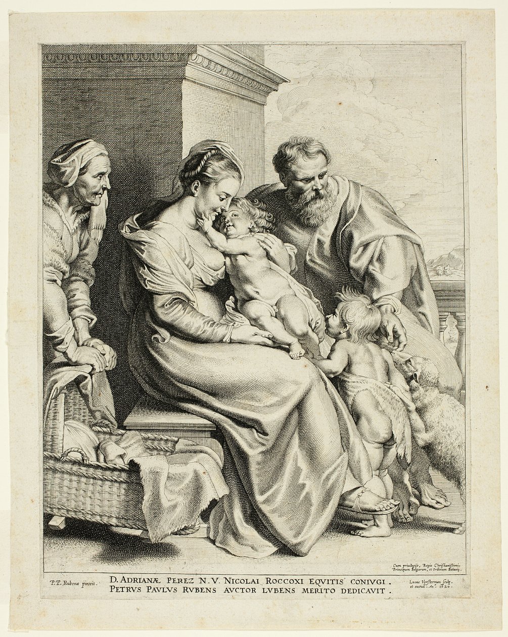 Aziz Elisabeth ve Bebek Vaftizci Yahya ile Kutsal Aile by Lucas Emil Vorsterman