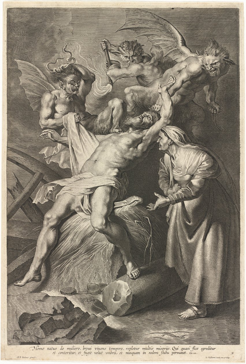 Şeytanlar Tarafından Eziyet Edilen ve Karısı Tarafından Suistimal Edilen İş by Lucas Emil Vorsterman after Sir Peter Paul Rubens