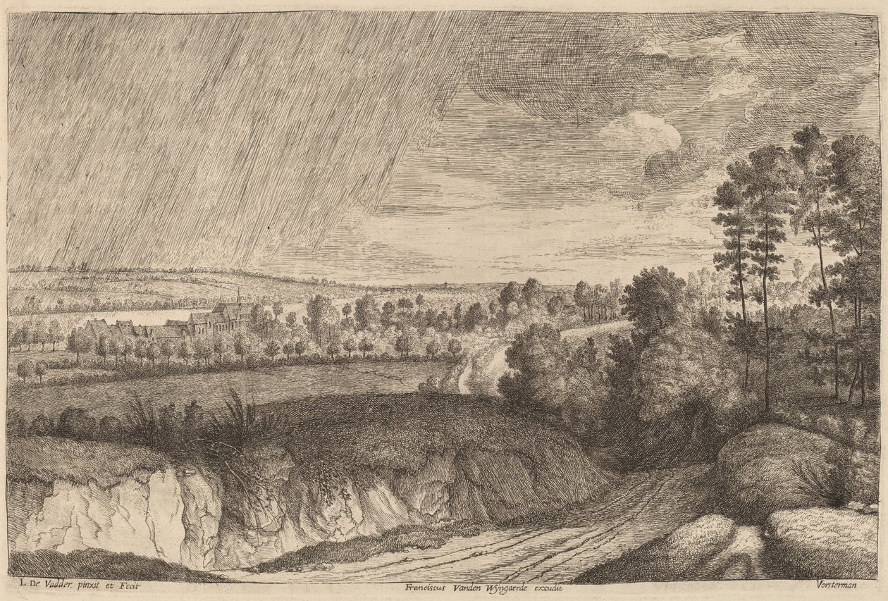 yağmurlu manzara by Lucas Emil Vosterman, after Lodewijk de Vadder