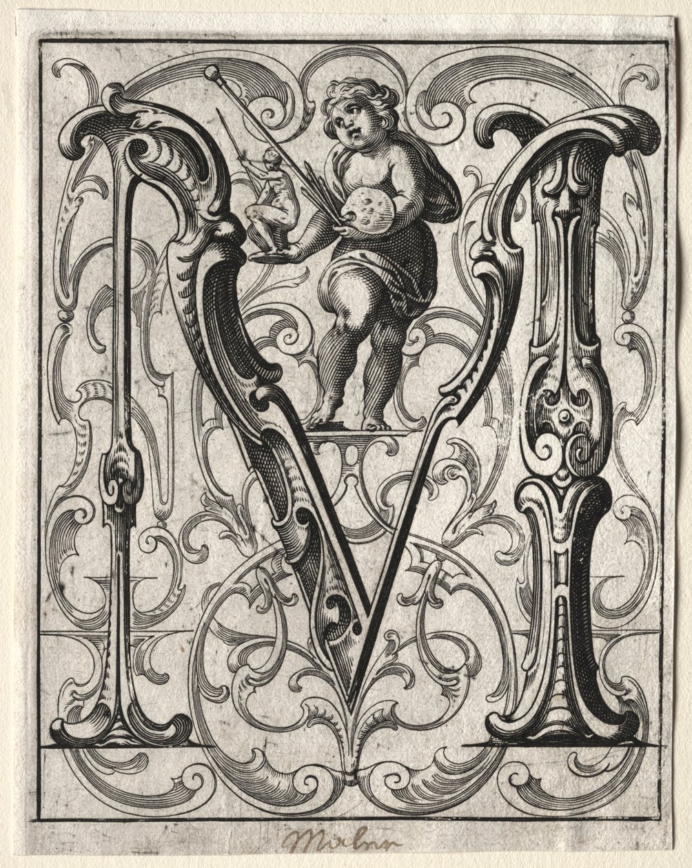 Yeni ABC Kitapçığı: M, 1627. by Lucas Kilian