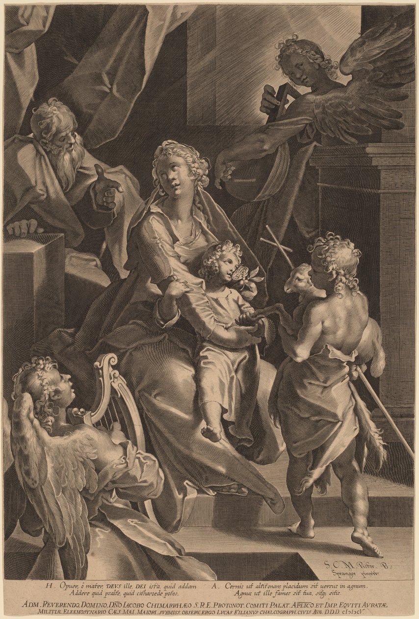 Kutsal Aile ve İki Melek by Lucas Kilian, after Bartholomaeus Spranger