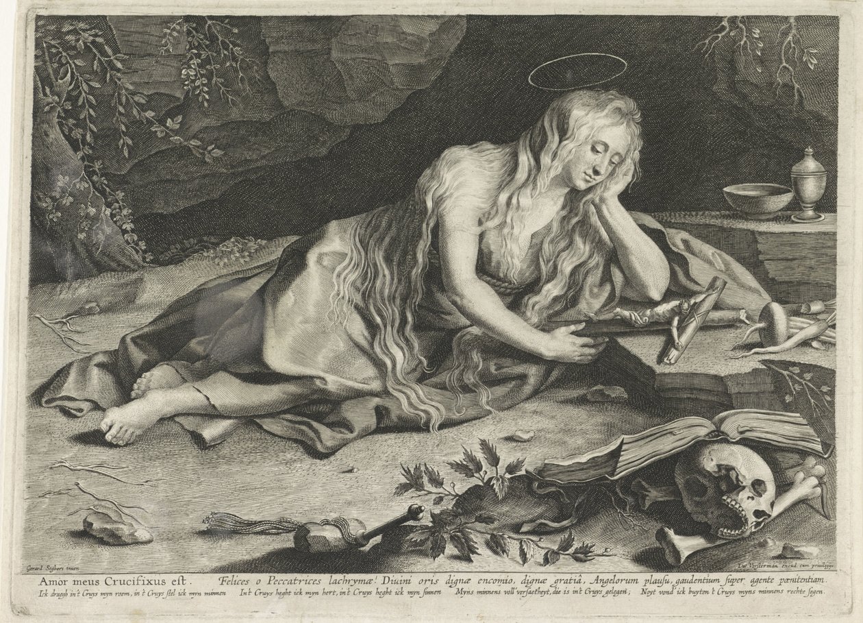 Bir mağarada Tövbekar Mary Magdalene by Lucas Vorsterman (I)