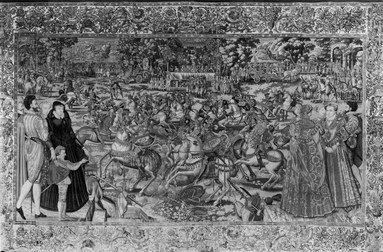 Turnuva, Brüksel Çalıştayı, c.1582-85 (goblen) ayrıntılar için bkz. 173760) by Lucas de Heere