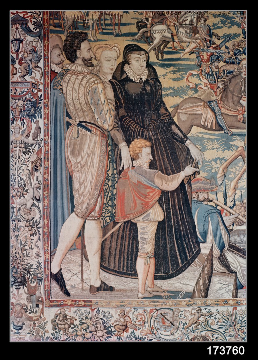 Brüksel atölyesi tarafından yapılan Turnuva, c.1582-85 (goblen) (detay) by Lucas de Heere