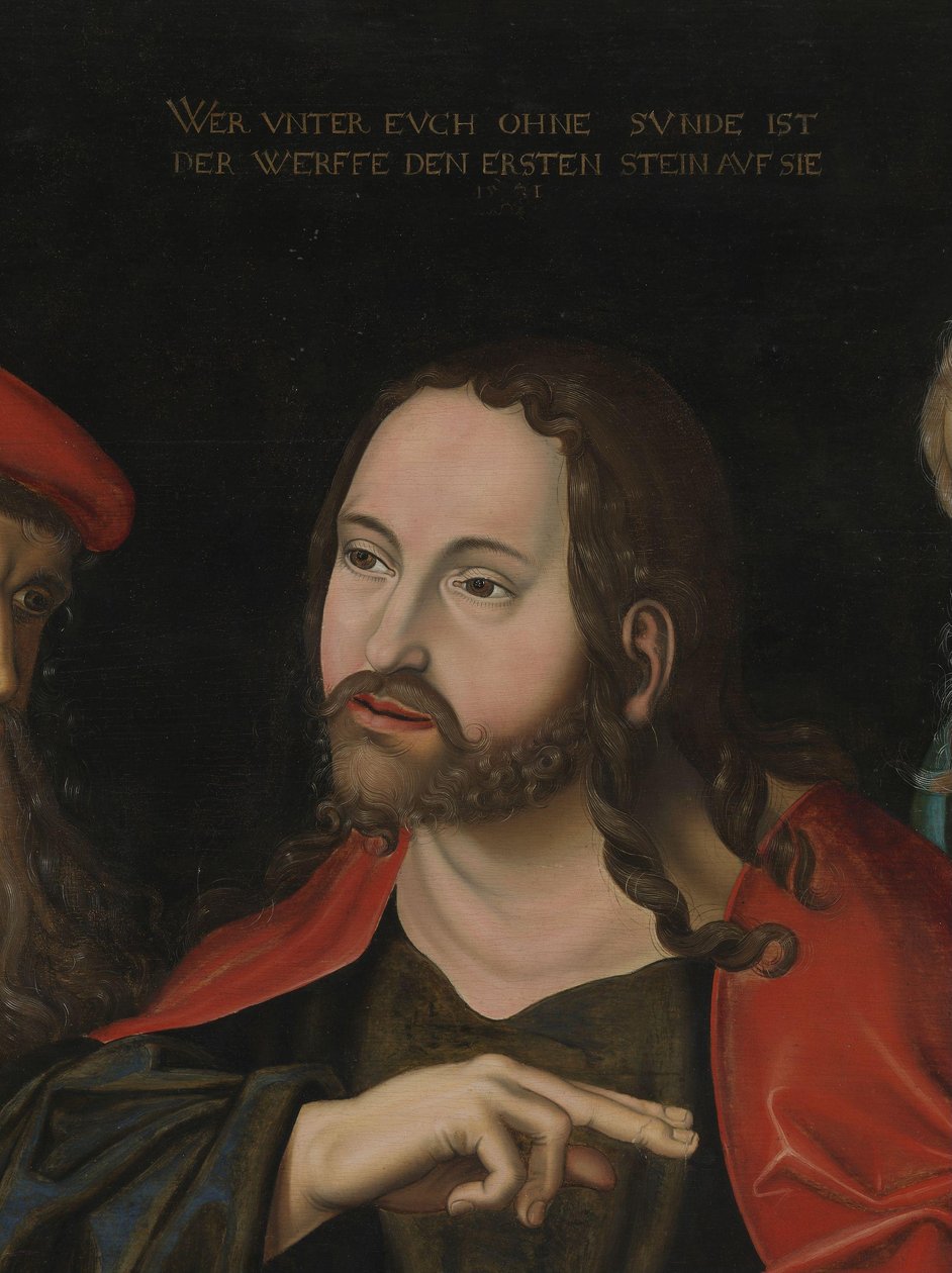 Mesih ve Zina Yapan Kadın, detay, yaklaşık 1700 (ahşap üzerine yağlı boya) by Lucas the Elder (after) Cranach
