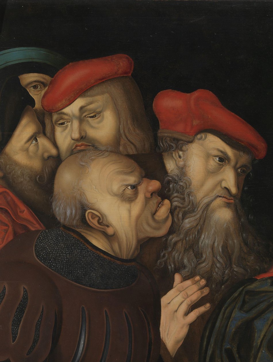 Mesih ve Zina Yapan Kadın, detay, yaklaşık 1700 (ahşap üzerine yağlı boya) by Lucas the Elder (after) Cranach