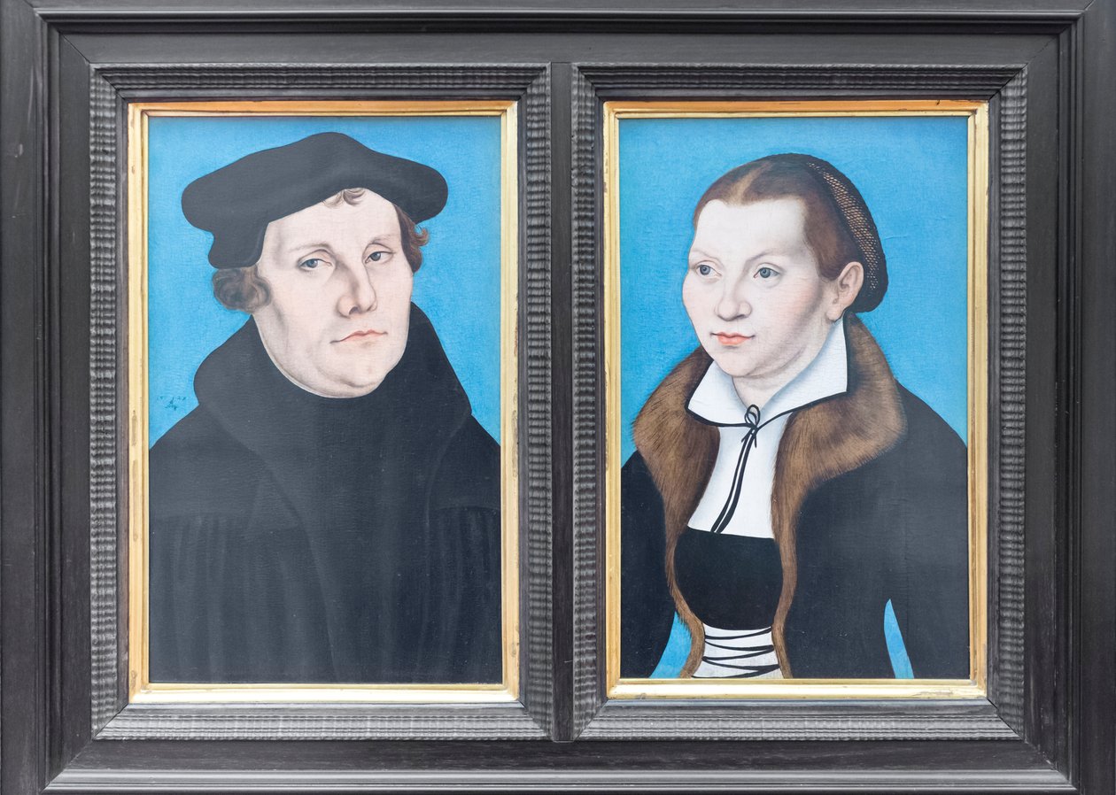 Martin Luther ve eşi Katharina von Bora'nın portreleri by Lucas the Elder (workshop of) Cranach