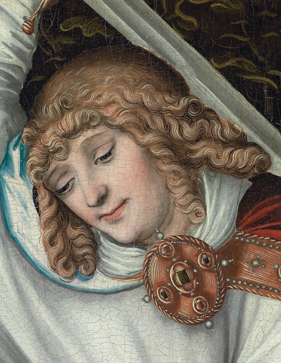 Adaletin Terazisini tutan Başmelek Mikail (detay) (panelde yağlı boya) by Lucas the Elder (workshop of) Cranach