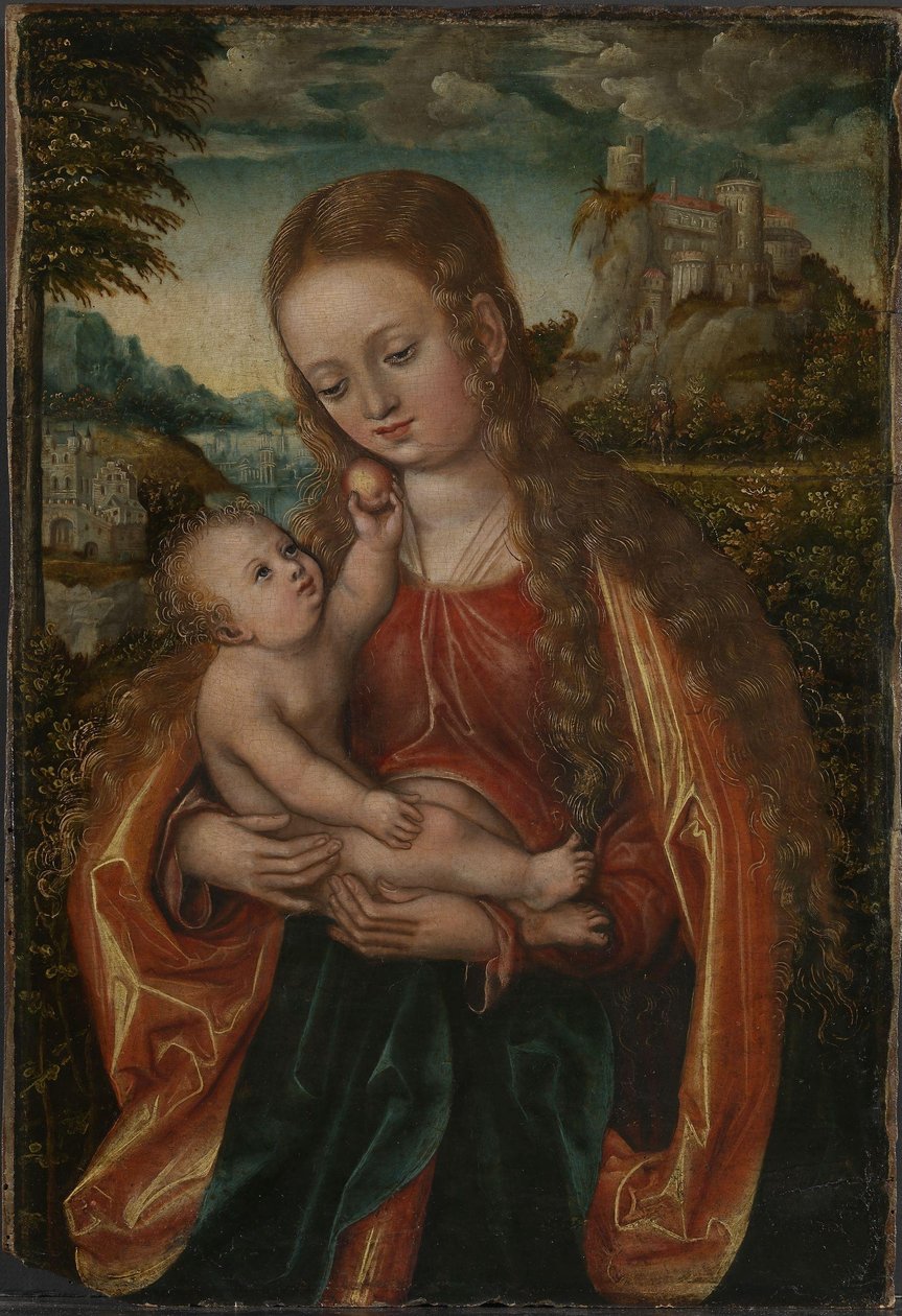 Bakire ve Çocuk, 1518 dolayları (ahşap üzerine yağlı boya) by Lucas the Elder (workshop of) Cranach
