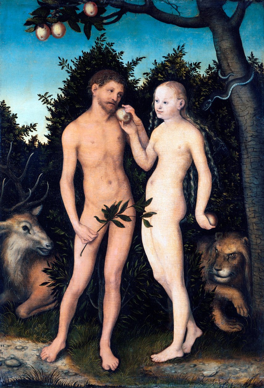 "Adem ve Havva Cennette" Tablosu Lucas Cranach the Elder (1472-1553) 1531 Staatliche Museen, Berlin Almanya ©DeAgostini/Leemage by Lucas the Elder Cranach