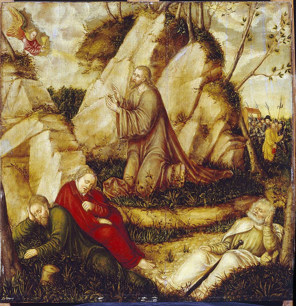 Zeytin bahçesindeki ızdırap (bahçedeki ıstırap). Lucas Cranach, the Elder (1472-1553), ahşap üzerine yağlı boya tablosu. alman sanatı by Lucas the Elder Cranach