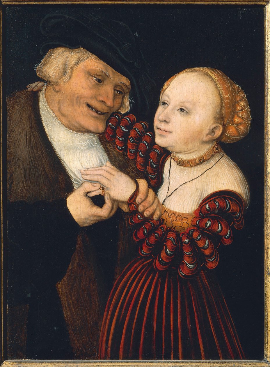 Avusturya, Viyana, Yaşlı Adam ve Genç Kadın, c.1530 (tuval üzerine yağlı boya) by Lucas the Elder Cranach