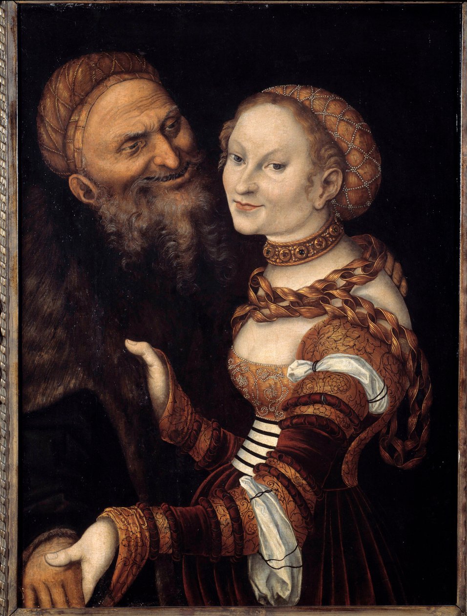 Nezaketçi ve Yaşlı Adam, Lucas Cranach'ın (1472 - 1553) tablosu. 16'ncı yüzyıl. Musee des Beaux-Arts de Besancon. by Lucas the Elder Cranach