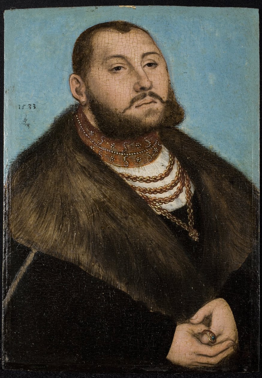 Jean-Frederic (Jean Frederic) Ier de Saxe dit le Magnanime- John Frederick I, Saksonya Elector (1503-1554) - Cranach, Lucas, the Elder (1472-1553) - 1533 - Ahşap üzerine yağlı boya - 20x14 - Prado Müzesi , Madrid by Lucas the Elder Cranach