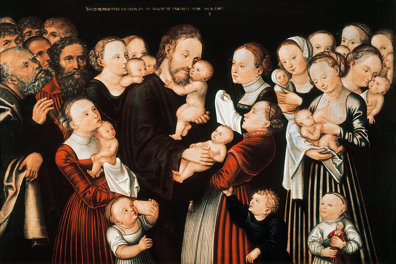 İsa ve çocuklar by Lucas the Elder Cranach