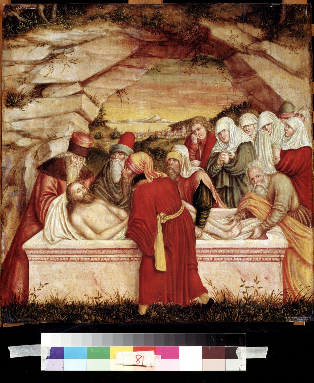 ""La mise au tombeau"" (Entombment) Yaşlı Lucas Cranach (1472-1553) tarafından ahşap üzerine boyama 16. yüzyıl Puşkin Müzesi, Moskova by Lucas the Elder Cranach