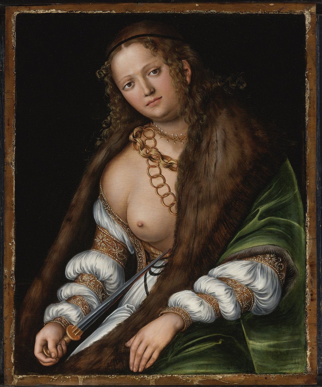 Lucrece - Lucretia par Cranach, Lucas, Elder (1472-1553). Ahşap üzeri yağlı boya, ebat : 60,3x48,9, , Özel Koleksiyon by Lucas the Elder Cranach